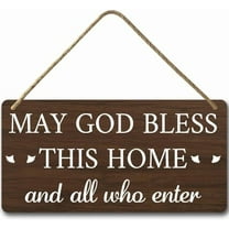 6x12 IN May God Bless This Home And All Who Enter, Blessed Sign,Family Decor Wall Art Farmhouse Entryway Sign Home Decoration, Wood Rustic Sign