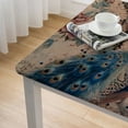 thumbnail image 4 of HAOXIT  Table Cover Premium Decorative Square Tabletop Tablecloths Washable for Kitchen, Party, Wedding, Restaurant &amp; Camping - Peacock Utopia - Sandy Beach 46*46, 4 of 7