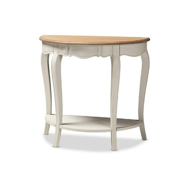 Baxton Studio Cordelia Country Cottage Farmhouse White and Natural Brown Finished Console Table