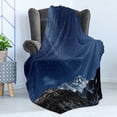 thumbnail image 4 of Space Soft Flannel Fleece Blanket, Himalaya Mountain Tops at Starry Night Time with Stars Earth Cosmos in Northern Lands, Cozy Plush for Indoor and Outdoor Use, 70" x 90", Blue Grey, by Ambesonne, 4 of 5