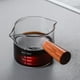 thumbnail image 5 of Taza medidora con pico,Mini espresso transparente de vidrio con alto contenido de borosilicato,Taza medidora de doble pico Taza de leche,Dispensador con Mango de Madera 51 100ML,Vaso de chupito, 5 of 9