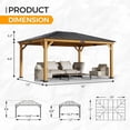 thumbnail image 3 of Erommy Hardtop Wood Gazebo for Patio, Outdoor Cedar/Spruce Pergola with Metal or Asphalt Roof, All-Weather Backyard Shelter Asphalt Roof 12'x16', 3 of 5