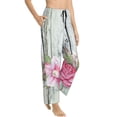 thumbnail image 2 of Naloa Vintage Wood with Floral Print Women’s Ultra-Soft Comfy Pajama Lounge Pants with Pockets & Drawstring, 2 of 8