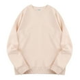 thumbnail image 5 of Momasggi Crewneck Sweatshirt for Men Oversized Long Sleeve Pullover Tops Fashion Solid Color Going Out Sweatshirts Fall Winter Outfits Beige XL, 5 of 7
