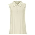 thumbnail image 5 of Tank Tops for Women Sleeveless Turndown Collar Tennis Uniform Solid Color Sports Breathable Tank Beige S, 5 of 6