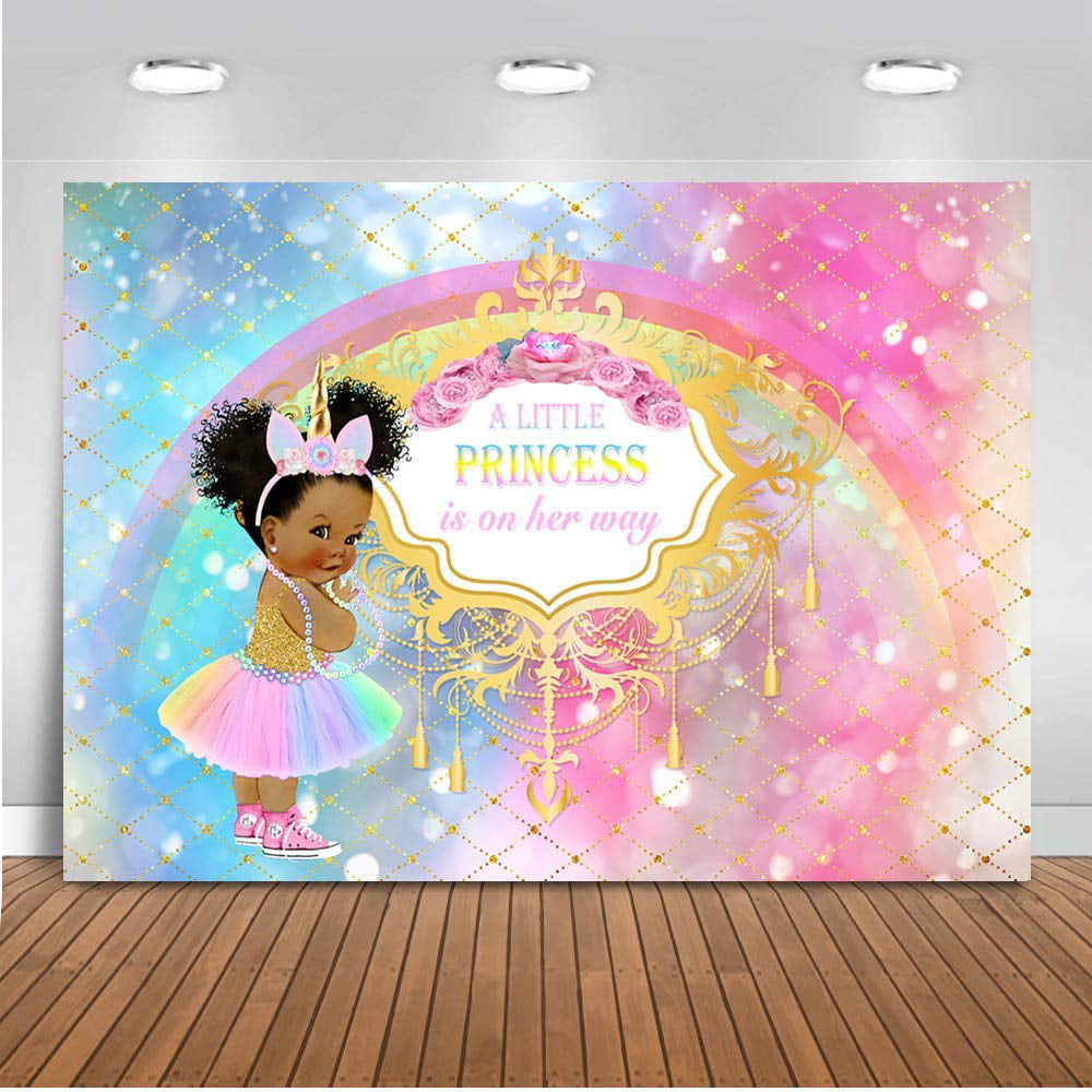 unicorn baby shower backdrop royal princess rainbow