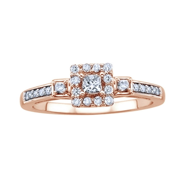 AFFY White Natural Diamond Promise Ring In 10k Rose Gold (0.33 Cttw)