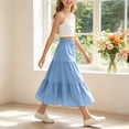 thumbnail image 5 of ASEIDFNSA Girls Smocked Waist Maxi Skirt with Tiered Hem Long A Line Fit and Soft Fabric (Blue,7-8 Years), 5 of 5