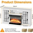 thumbnail image 3 of Historyli 59 in 3 Sided Glass Fireplace TV StandRustic Media Console with LED Lights Glass Door Storage,12 Colors LED Lights Flame,(24-Inch Three-Sided Glass Fireplace + 59-Inch Wooden Cabinet),White, 3 of 7