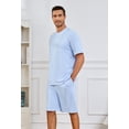 thumbnail image 2 of U2SKIIN Mens Pajama Set, Short Sleeve Lightweight Sleepwear Soft Nightwear Set With Pocket,(Sky Blue,S), 2 of 5