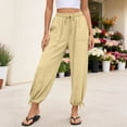 thumbnail image 5 of Mgmyaa Women's Sporty Activewear Jogger Pants Full Length Mid Waist Elastic Waist with Adjustable Waist and Exterior Pockets Relaxed Fit Soft Cotton Blend Trousers for Jogging, 5 of 9