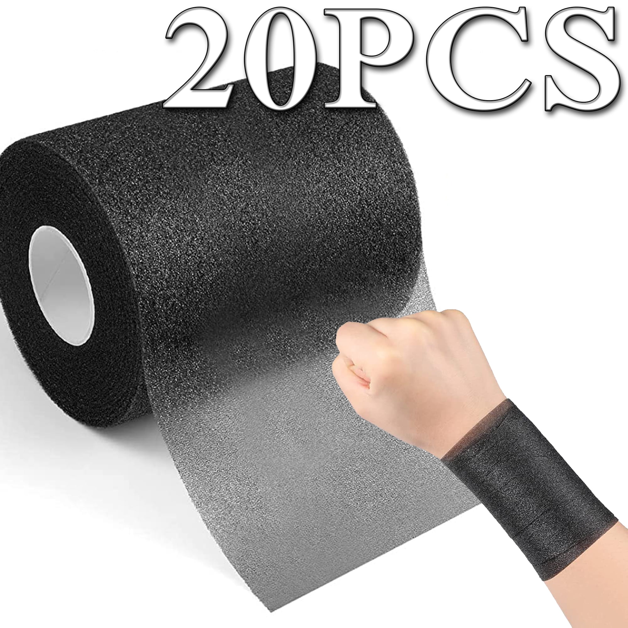 Elbourn 20 Pieces Athletic Pre Wrap Tape for Hair Foam Underwrap Tape