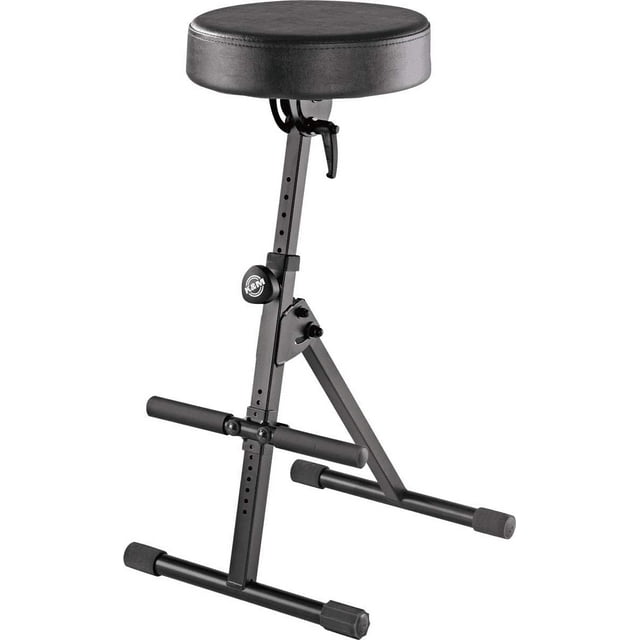 K&M Konig & Meyer 14061.000.55 Tabouret Pneumatique Performance / Siège Rond Coussiné et Repose-Pieds Réglables / Qualité Professionnelle pour Musiciens / Fabriqué en Allemagne / Similicuir Noir