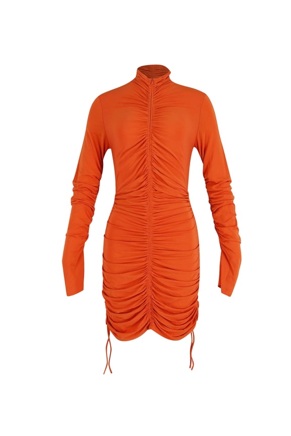Pre-Owned A.L.C Nolan Ruched Dress in Orange Viscose