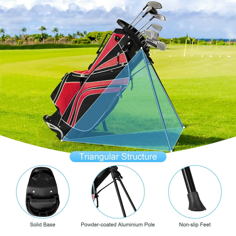 Gymax Golf Carry Bag Golf Stand Bag 6 Way Divider w/ Straps