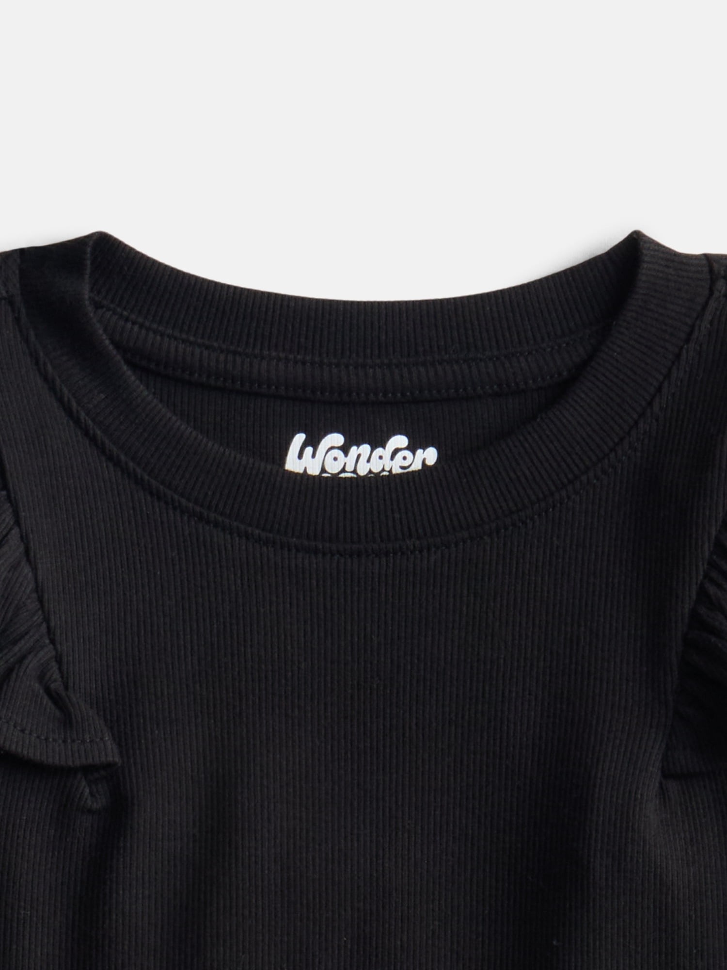 Wonder Nation Girls Rib Knit Top with Long Ruffle Sleeves, Sizes 4-18 & Plus
