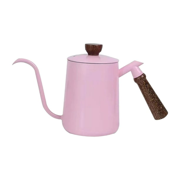 Hervidor de agua para café de 600ml, hervidor de té de acero inoxidable, hervidor de goteo con cuello de cisne para tienda Rosa Soledad Tetera de goteo de café