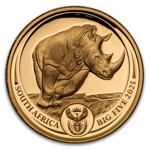2025 South Africa 1/4 oz Proof Gold Big Five Rhino (w/ Box & COA)