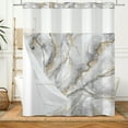 thumbnail image 3 of MIZHONA Gray and Gold Marble No Hooks Shower Curtains with Snap in Liner Modern Black and White Fabric Bathroom Curtain,71"× 86", 3 of 7
