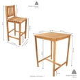 thumbnail image 3 of Sunnydaze Ensemble de Bar d'Extérieur en Bois de Teck 3 Pcs - Brun, 3 of 6
