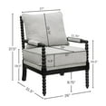 thumbnail image 2 of Roundhill Furniture Belvoir Upholstered Spool Accent Chair, Gray with Black Finish, 2 of 8