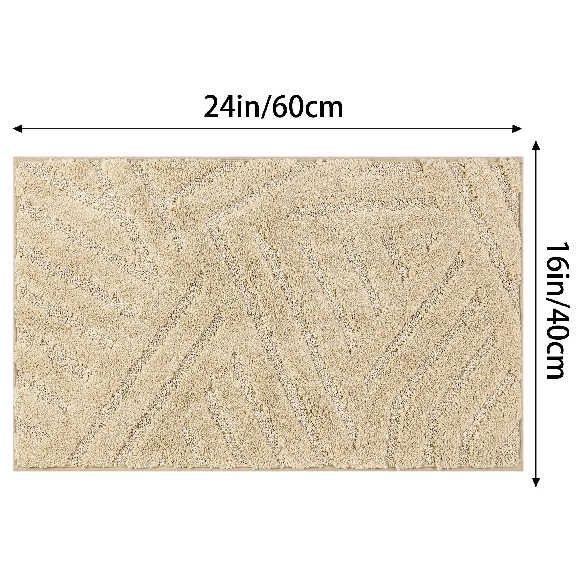 Unique Bargains Bathroom Rugs Non Slip Bath Mat Geometric Soft Mat Washable Carpet Khaki 16*24in