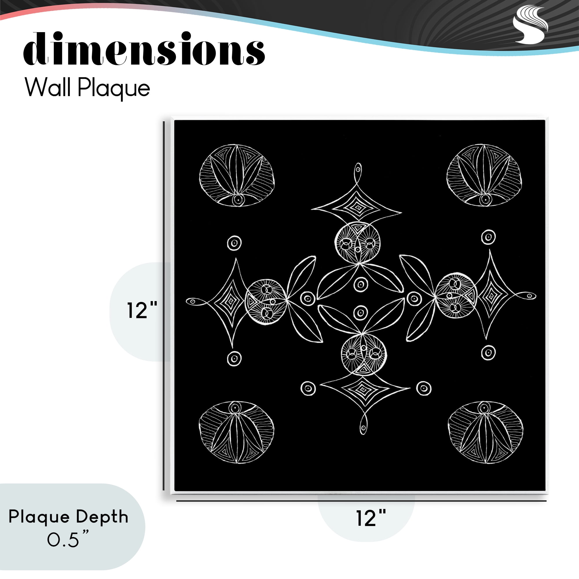 Stupell Industries Simple Monochrome Fractals Wall Plaque Art, design by El Perkin