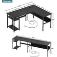 thumbnail image 2 of iSunirm Home Office Desk Adult Lap Desks, 42.5 x 50.4 in, Black, L Shaped Computer Desk with Magic Power Outlets and USB Charging Ports, 2 of 8