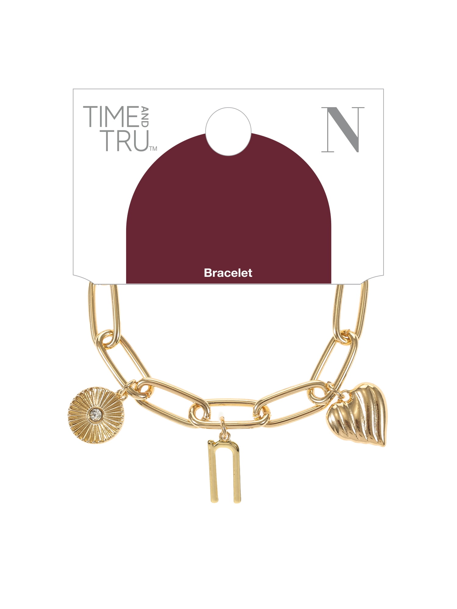 Time and Tru Goldtone Initial Charm Bracelet, Initial N