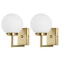 thumbnail image 6 of SAFAVIEH Ganon Incandescent Satin Brass Metal Wall Sconce with White Glass Shade, Set of 2, 6 of 15