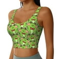 thumbnail image 2 of Goofa Cute Green Frog Printed Sports Bras for Women, High Impact Running Bra Workout Crop Tank Tops Longline Sports Bra Push up-XX-Large, 2 of 9
