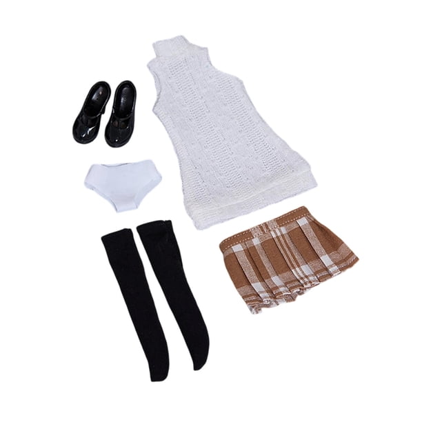 Ropa para figuras de acción femeninas a escala 1/6, ropa en miniatura, chaleco de punto, medias altas. Estilo C