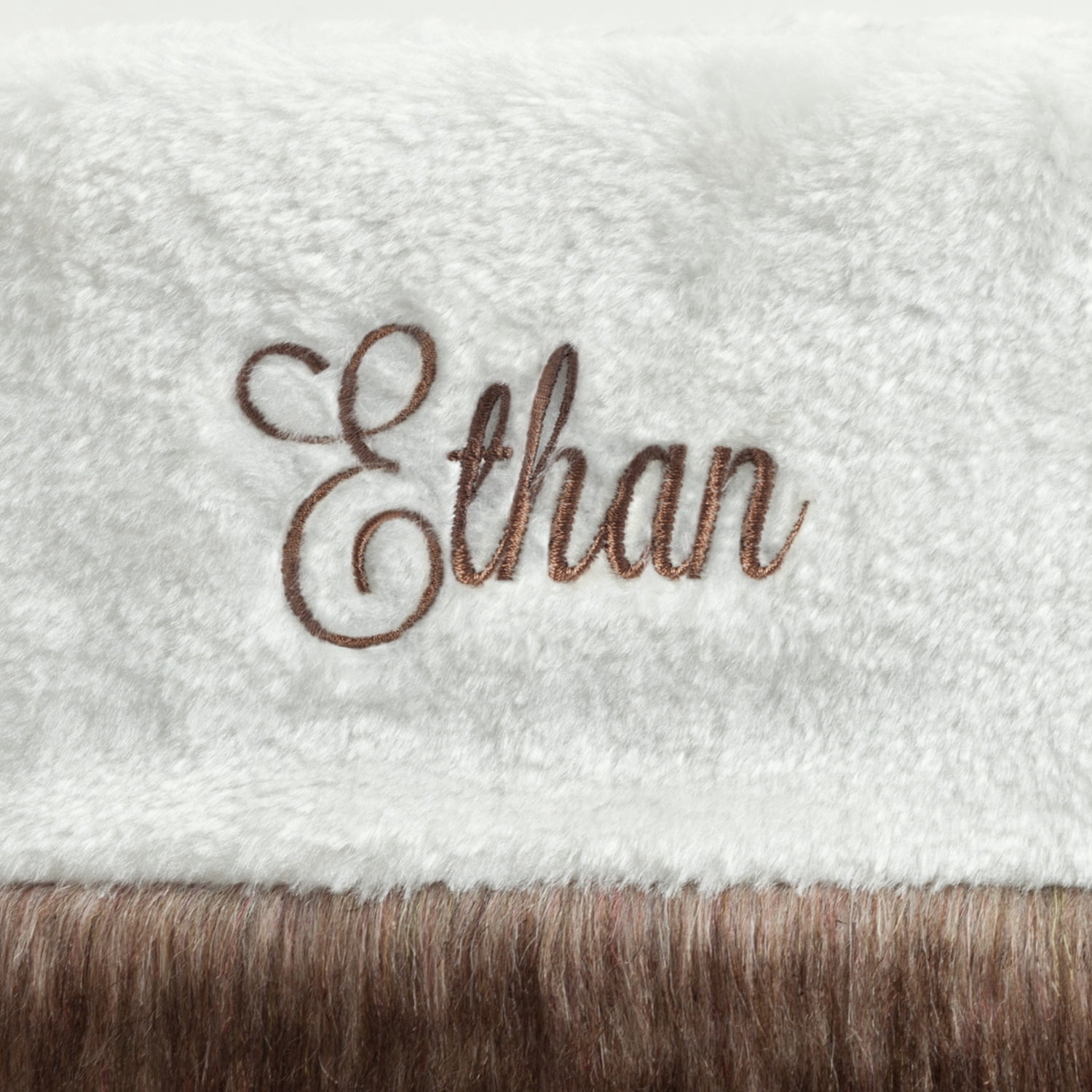 Herringbone Personalized Christmas Stocking With Fur Trim