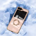 thumbnail image 5 of Decase for Samsung Galaxy Z Flip 6 Case with 360°Ring Holder Kickstand,Hinge Protection,Support Magnetic Car Mount,Luxury Gold Plating Edge Slim Shockproof Bumper Galaxy z flip6 Phone Cover,Pink, 5 of 6