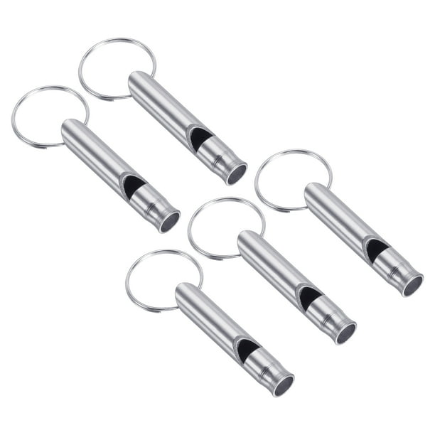 Uxcell Silbato de Supervivencia, Paquete de 5 Silbatos de Sonido Fuerte para Camping y Senderismo, Plateado