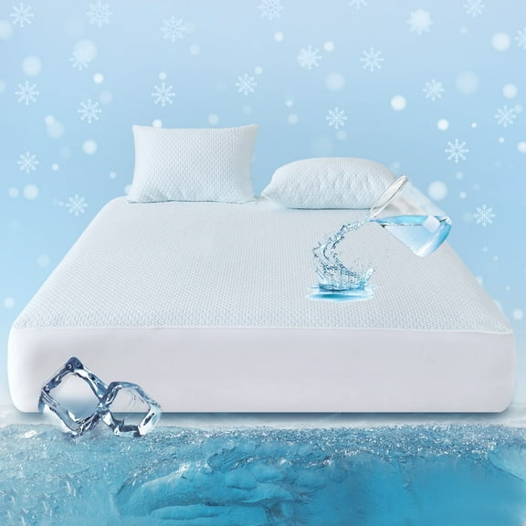 Gogreen Cooling Waterproof Mattress Protector, Stretchable Twin Mattress Protector Fit up to 16", Super soft Twin Mattress Cover 3D Air Fabric Mattress Protector, Breathable Bed Cover White