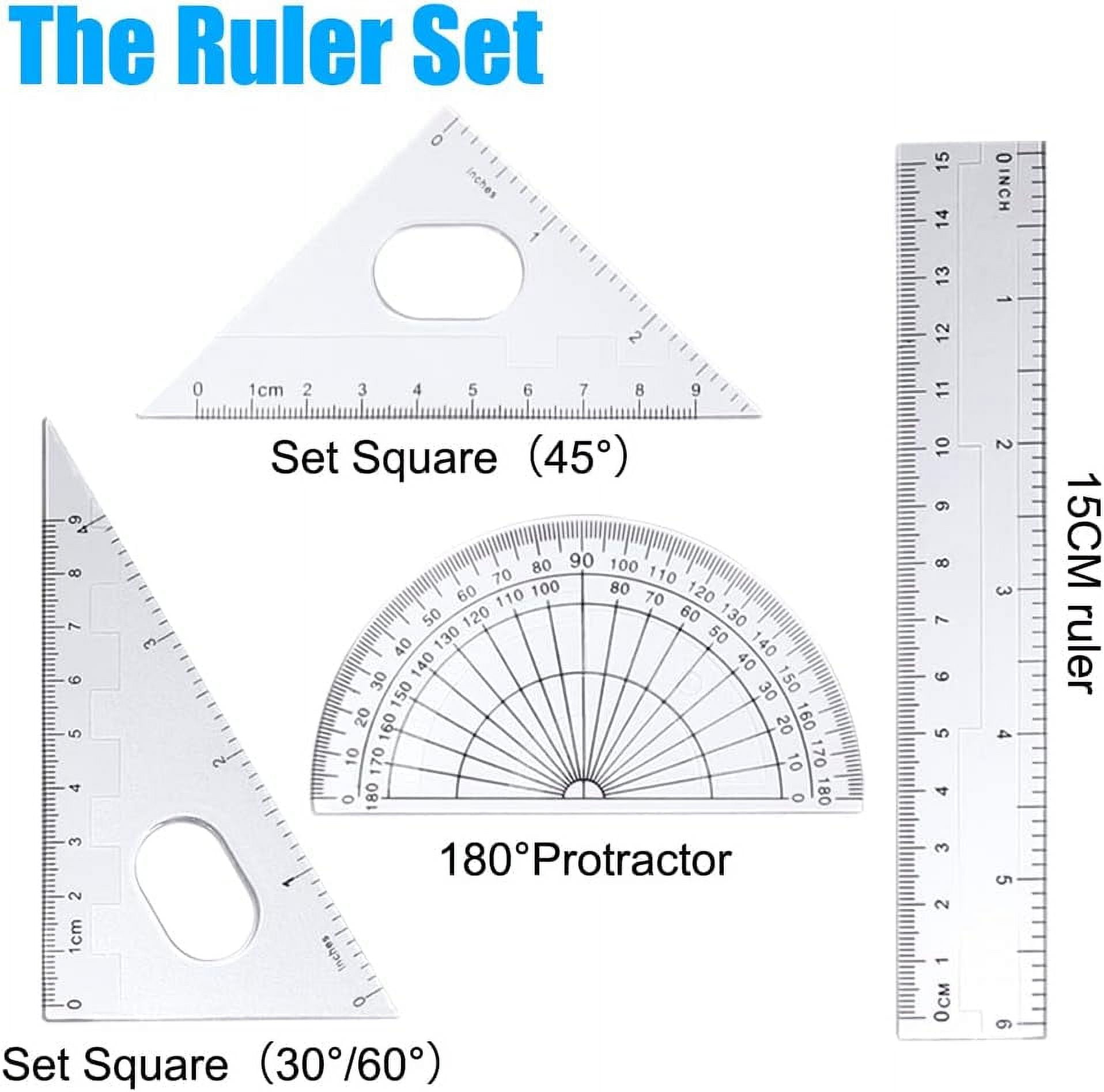 RETON Maths Set - Compass and Protractor Set Geometry Compass School Supplies Set - Drawing Compass Protractor Pencil Pencil Refill Eraser Ruler Set in Carry Case