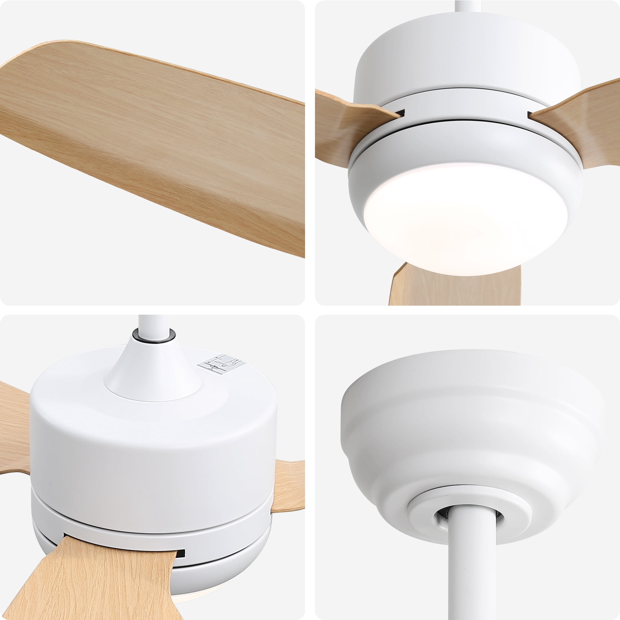 Sofucor 46-Inch Modern LED Flush Mount Indoor/Outdoor Ceiling Fan with LED Lights and Remote