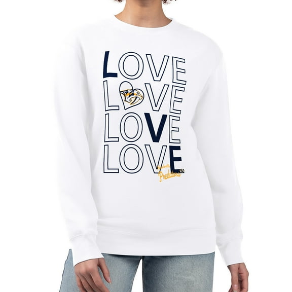 Women's G-III 4Her by Carl Banks  White Nashville Predators Lots Of Love Team Logo Graphic Pullover Sweatshirt