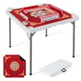 thumbnail image 1 of Costway Table de Mah-Jong Pliant de 35 Pouces avec Porte-Gobelets et Poignée de Transport en Feutre Lisse Rouge, 1 of 10