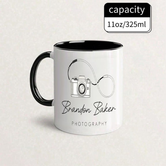 Personalized Camera Themed Mug with Name Text Custom Photo Cup Ceramic Coffee Cup Suitable Home Office Use Birthday Christmas Gifts Photographers Came
