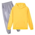 thumbnail image 2 of Ulanda Toddler Kids Sweatsuit Girls Boys 2 Piece Tracksuit Jogging Outfits Set Hooded Sweatshirt and Jogger Sweatpants Clothing Sets (Yellow, 9-10 Years), 2 of 4