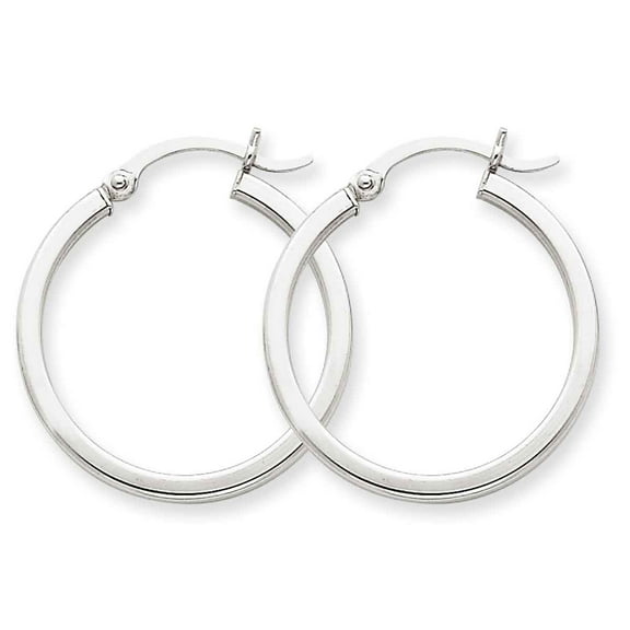 Primal Gold 14 Karat White Gold 2mm Square Tube Hoop Earrings