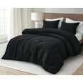 thumbnail image 2 of Chezmoi Collection Calvin 3-Piece Jacquard Comforter Set Queen Size, Black Textured Woven Lightweight Comforter Bedding for All Season, 2 of 9