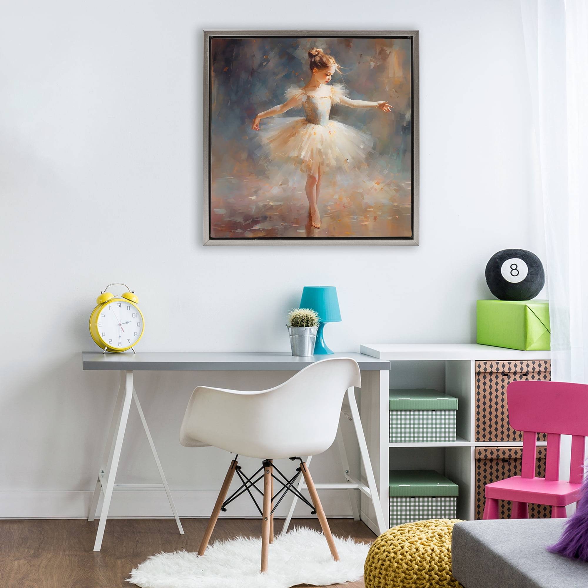 Stupell Industries Ballerina In White Tutu Gray Framed Floater Canvas Wall Art, design by Creative Studio