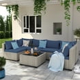 thumbnail image 3 of MRUAKA 7 Pieces Patio Conversation Set, Outdoor Sectional PE Rattan Wicker Furniture Seat,NAVY, 3 of 7