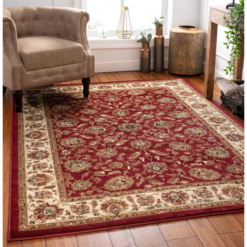Well Woven Persian Oriental Red Ivory Blue Green Area Rug