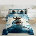 thumbnail image 2 of Feelyou Raccoon Riding Shark Bedding Comforter Set, Kawaii Sealife Animal Twin Comforter Sets, Ocean Birds Reversible Bedding Set, Ultra Soft Home Decor, 2-Piece, 2 of 8