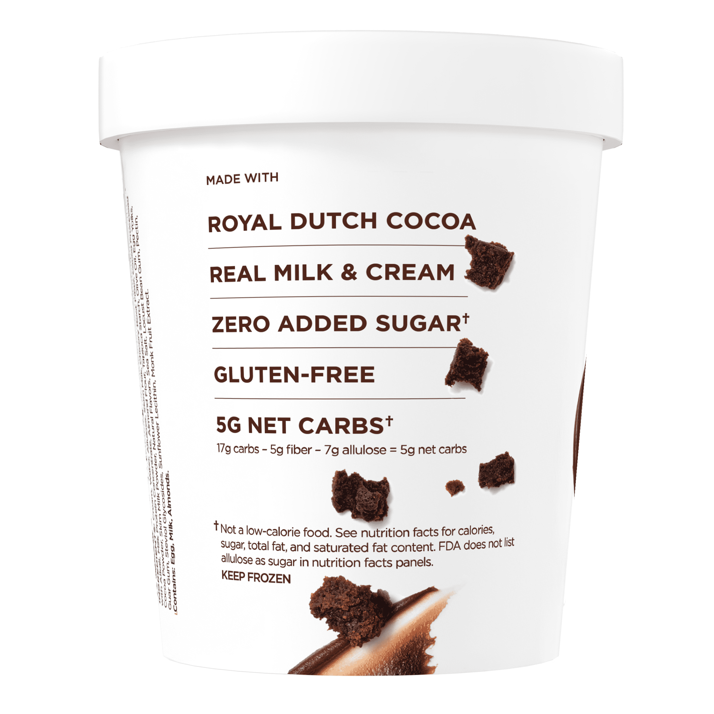 Keto Pint Triple Chocolate Brownie Ice Cream, No Added Sugar, 16 fl oz (Frozen)