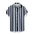 thumbnail image 5 of Men Shirt Men Shirts Casual Mens Button Up Shirt Short Sleeve Shirts for Men Men Casual Fashion Turndown Collar Stripe Printing Short Sleeve Button Shirt Blouse, 5 of 6